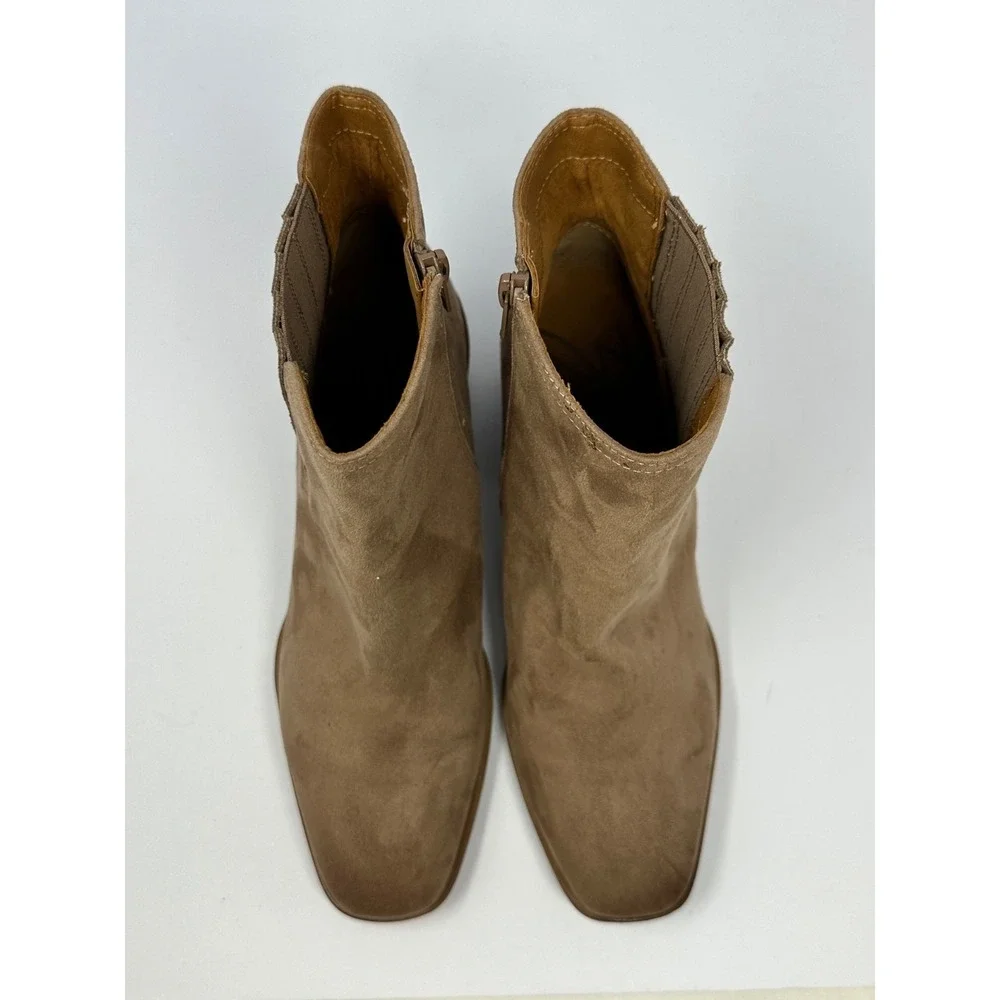 Zodiac Lucinda Tan Zip Faux Suede Heal Ankle Booties Women's Sz 10 M Boots Z3